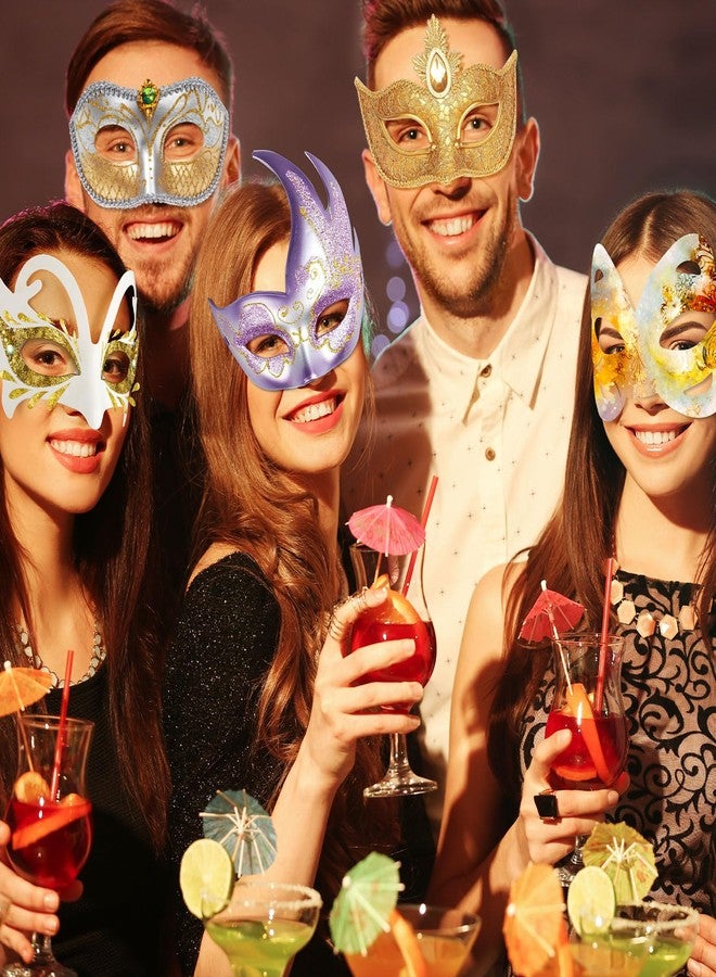 Silipull 100 Pcs Couple Mask Bulk DIY White Paper Craft Half Face Animal Paint Blank Masquerade Masks for Cosplay Mardi Gras Dance Party Decoration, 11 Styles - Image 4
